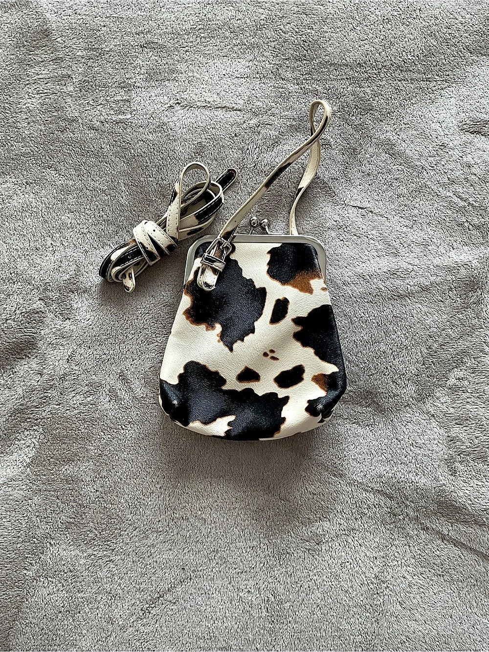 Patricia Nash Vione Frame Bag Cow Print White & Black